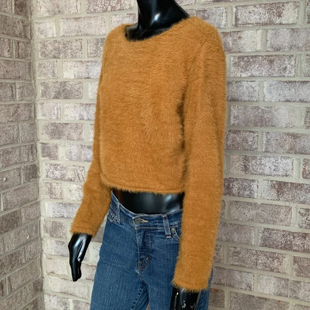 Pilcro By Anthropologie Fuzzy Long Sleeve Cropped Sweater Sz SP - Picture 4 of 10